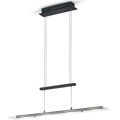 Lampada a sospensione 4 luci LED, metallo, nero opaco, L80 cm, Milos (1/5)