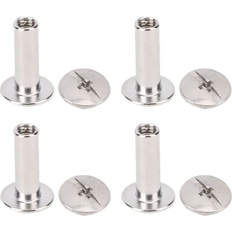 Lot de 100 rivets et vis en acier inoxydable M3 à tête plate ronde, pour la maroquinerie et la confection de vêtements (4 x 12 x 8,5 mm). (1/5)