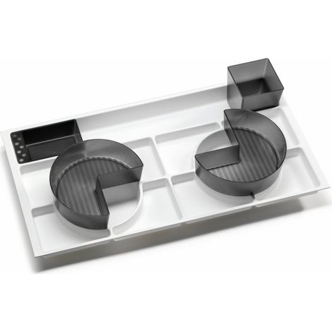 FACKELMANN Organisations-Set / Ordnungssystem für Schubladen / Maße (B x H x T): ca. 70 x 12,5 x 37,5 cm / Material: stabiler Kunststoff / Farbe: Weiß Grau / Breite: ca. 70 cm"-"89804 (1/2)