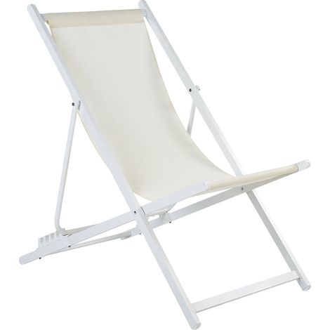 Sedia a sdraio pieghevole e reclinabile per esterno beige e bianco Locri II