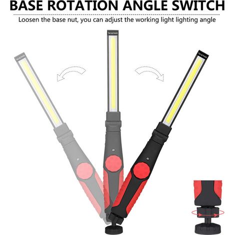 Lampe de travail COB portable pliable à 360°, rechargeable, magnétique, pour inspection, camping, éclairage d'urgence, 15 W, 700 lumens, 3 000 mAh