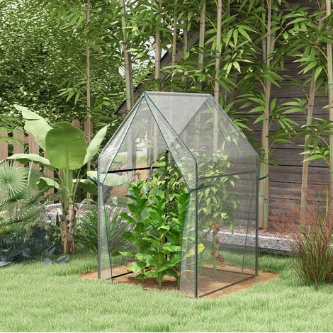 Serre de jardin 90x90x145 cm double porte acier OKMYHOME (1/4)