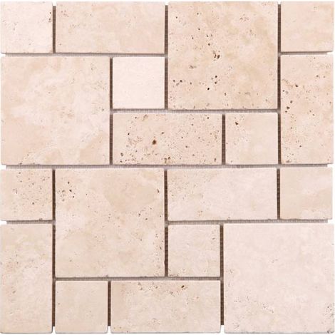 MAT INTER - Feuille 305x305x8mm - Tesselles 48x48 / 48x100 / 100x100mm - Opus travertin light vieilli