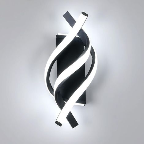 Appliques murales, applique murale LED moderne en spirale, éclairage mural d'intérieur, pour chambre, salon, couloir, balcon, blanc froid 6500 K(noir) (1/5)