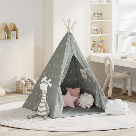 vidaXL Tente tipi pour enfants avec sac Polyester Gris 115x115x160 cm (1/5)