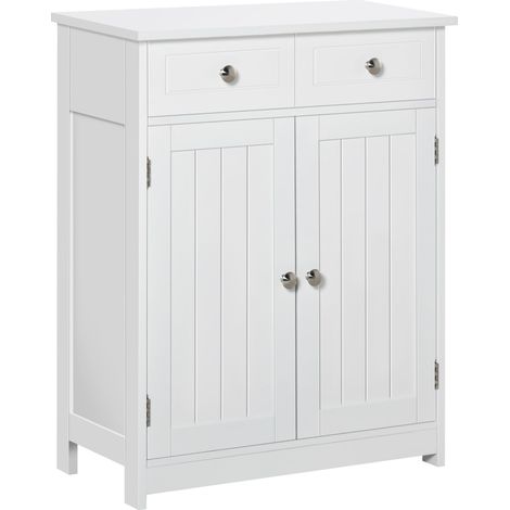 Mobile da Bagno 2 Ante con Cassetti 60x30x75 cm in Legno Bianco (1/5)