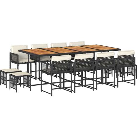 Maison Exclusive - Set comedor de jardín con cojines 13 pzas ratá (1/5)