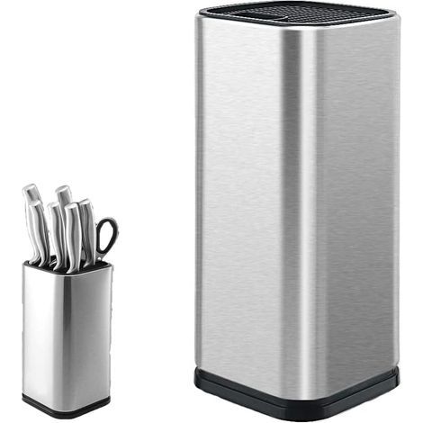 Bloc de Couteaux, Porte-Couteau en Acier Inoxydable, Porte-Couteau de Cuisine, Porte-Couteau Carré, pour Couteaux et Ciseaux (Carré) (1/5)