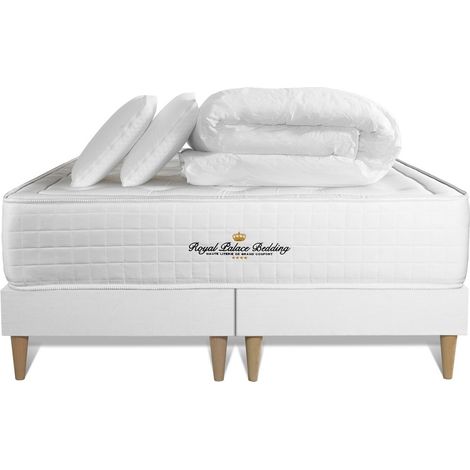 Komplettpaket Bett - Matratze 140x190 cm + Boxspringbett (Monoblock) + 2 Kopfkissen + Bettdecke - Nottingham