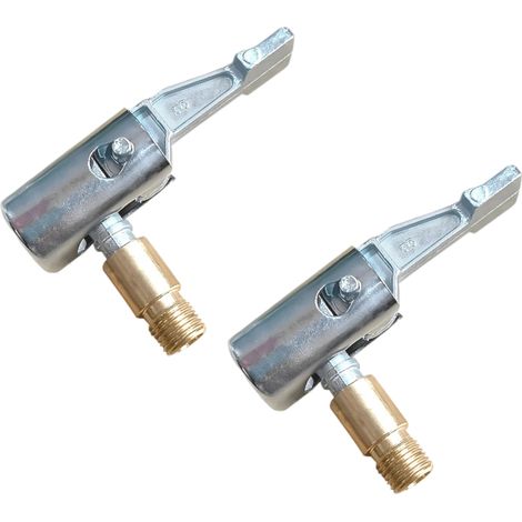 Clip De Gonflage Pour Valve De Pneu - Adaptateur À Vis En Alliage De Zinc Et Cuivre - Compatible Avec Compresseurs Et Gonfleurs Automobiles - 2 Pièces (1/5)