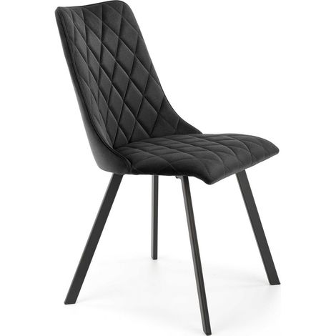 Chaise de salle à manger capitonnée en velours noir Oduna (1/5)