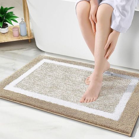 Bardusch-Tapis de bain microfibre 40 x 60 cm, extra doux, absorbant, séchage rapide – Beige (1/5)