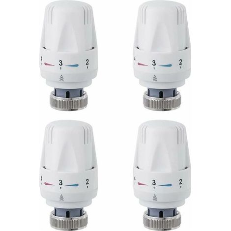 Tête De Radiateur, 4 Pièces Tête De Vanne De Radiateur, M30 x 1.5 Robinet Thermostatique Radiateur, Tête Thermostatique Pour Lavabo Salle De Bain WC (1/5)