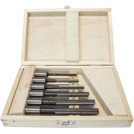 Holzmann – Ciseaux à mortaises Ø 6-8-10-12-14-16 rotation gauche – Ensemble de 6 ciseaux – Pour bois dur et teck – Coffret en bois inclus (1/2)