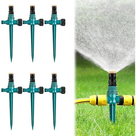 6 Pack Automatic Rotating Garden Sprinkler - 360° Adjustable Sprayer for Lawns, Flower Beds and Small Areas Lawn Sprinkler for Efficient Irrigation (1/5)
