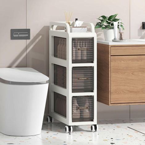 Armoire de Salle de Bain sur roulettes, Module de tiroirs étroit (1/5)