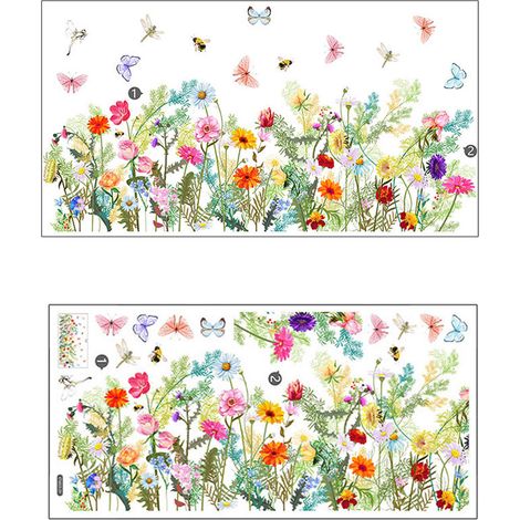 Sticker Fenêtre - PVC Double Face Anti-Choc - Motif Fleur Papillon - Pour Décoration Vitre Intérieure Extérieure - 30 x 60 cm - 1 Pièce (1/5)
