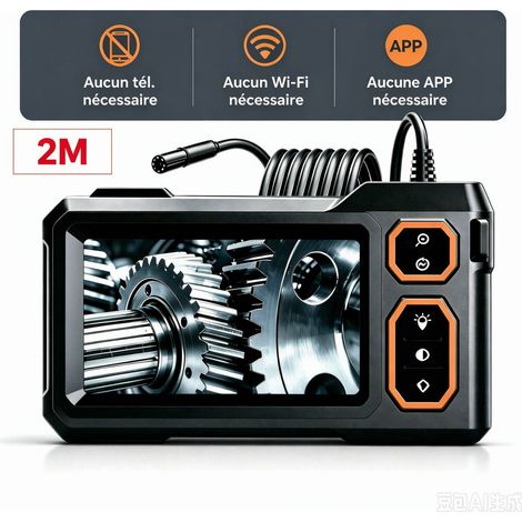 Endoscopique Objectif avec Lumière, Ennovor 1080P HD Camera Endoscopique Canalisation avec Écran IPS 5", 2M Flexible Snake Camera,Gadget Cool pour Inspection de Plomberie/Maison