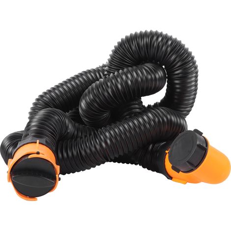 Kit de tuyau d'évacuation 15 pieds pour camping-car avec raccord pivotant, coude translucide et bouchons de rangement (1/5)