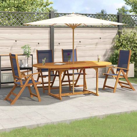 Juego comedor de jardín 5 pzas madera maciza acacia y textileno