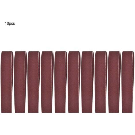 Schleifband, 10-teiliges Sortiment an Aluminiumoxid-Schleifbändern, 760 x 25 mm / 30 x 1 Zoll, Set mit Schleifbändern zum Schleifen und Polieren von Holz und Möbeln (600)