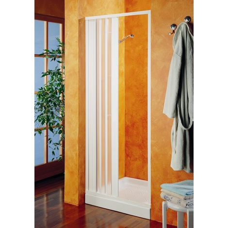 Porta doccia a soffietto in Pvc bianco riducibile cm 80