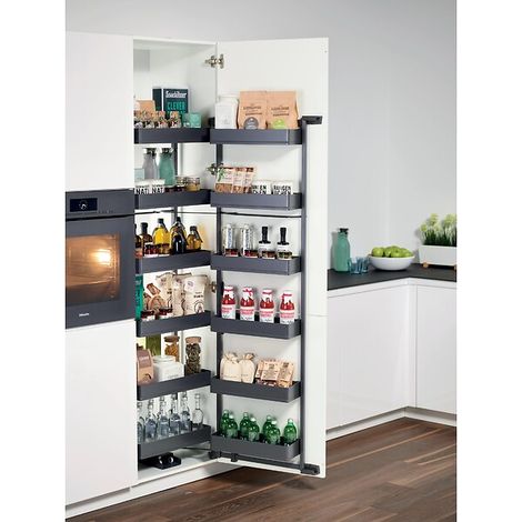 Kit de cadre coulissant pour meuble de cuisine Tandem 2 Pull-Out – H 1700 x L 600 mm – 5 étagères réglables – Finition anthracite – Kesseböhmer (1/5)