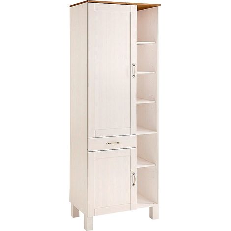 AlbyMeuble à vinyles avec 2 tiroirs en mélaminé blanc (1/3)