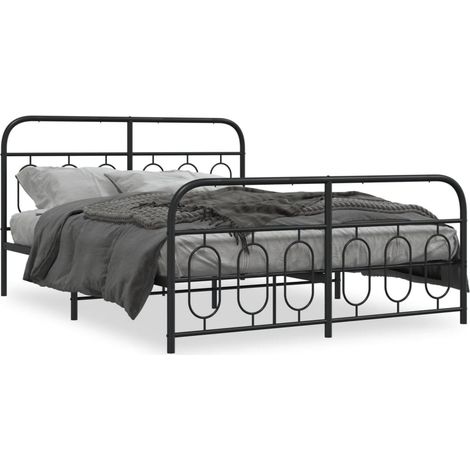 Maison Exclusive - Cadre de lit métal sans matelas avec pied de lit noir 135x190cm (1/5)