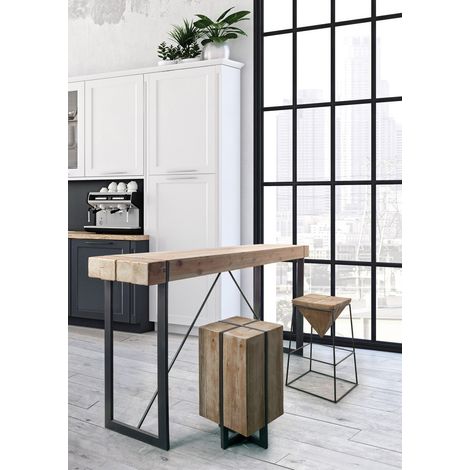 Tavolo Garrett rettangolare, con gambe, piano in legno di abete, stile industriale -200 x 90 cm
