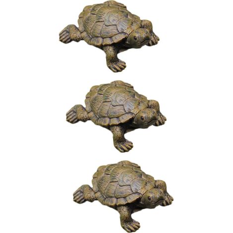 3pièces Miniature Figurines De Tortue Décoration Adorable pour Aquarium Et Jardin Accessoires De Décor De Bureau (1/5)