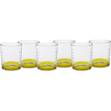 Bicchieri Eleganti per Stile e Raffinatezza in Vetro 26 cl Set di 6 fondo giallo in casa per Ogni Tavola e Occasione bar hotel ristorante