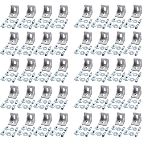40pcs Joint à Angle Droit 4040 Rainure d'angle en Aluminium Nut8 Support d'angle de Forme L d'angle de 90° avec Kit de Fixation Raccord d'angle pour Porte Fenêtre Meuble etc (1/5)