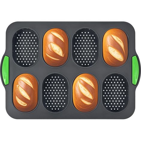 Moule à pain en silicone, moule à pain à 8 gilles, moule gateau silicone, moule à pâtisseie antiadhésif, moule à pain fançais, facile à nettoye, adapté à la cuisson du pain et des gâteaux (1/5)