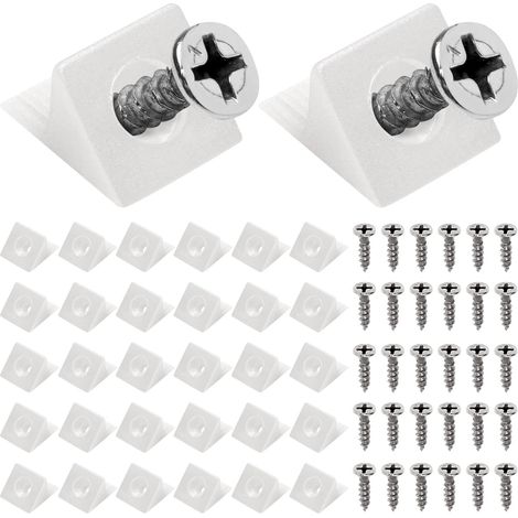 40 PCS Équerre De Fixation, Equerre Blanche Renfort Tiroir Cale Pour Meuble Cales De Réparation De Fond De Tiroir Affaissé 90 Degrés Avec Vis - Fix Saggy Dresser Tiroir, Blanc (1/4)
