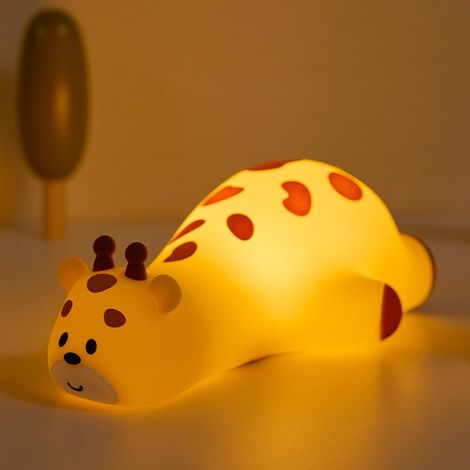 RHG Veilleuse girafe mignonne pour enfants, trois niveaux de luminosité, lampe de chevet tactile, rechargeable.