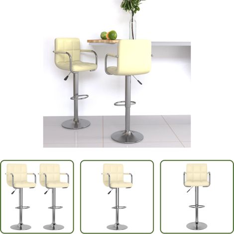Barstuhl -  Barhocker 2 Stk. Creme Kunstleder (1/5)
