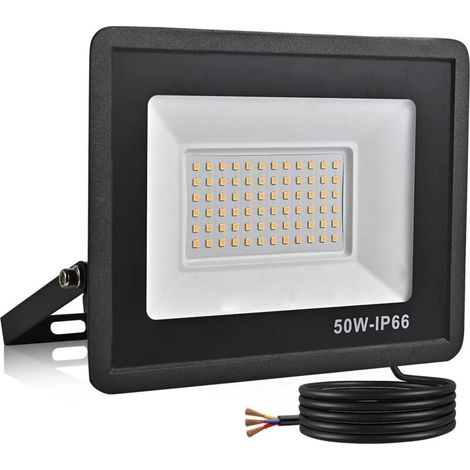 LED-Außenstrahler, IP66 wasserdichte Sicherheitsbeleuchtung für Garten, Garage, Hof, Parkplatz (kaltweißes Licht, 50 W) (1/5)