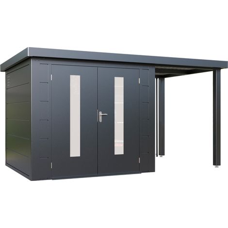Finnhaus Wolff Metall-Gerätehaus "Elvar 3824", anthrazit, 376 x 240 cm (1/5)
