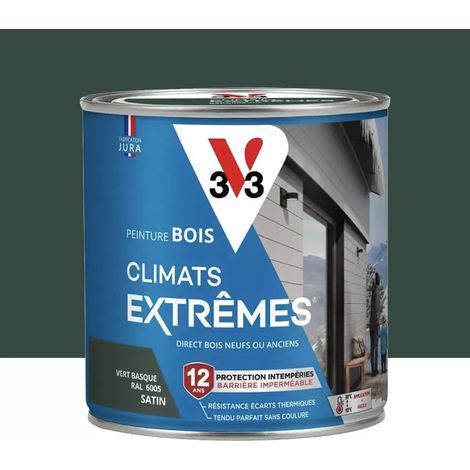 Peinture bois V33 Climats Extrêmes Satin Vert Basque 0,5 L (1/3)