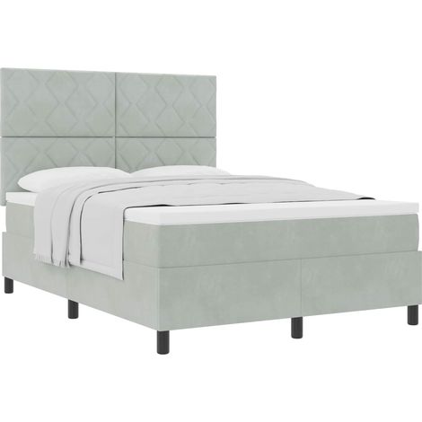 Maison Exclusive - Letto a molle con materasso Grigio chiaro 140 x 190 cm Velluto