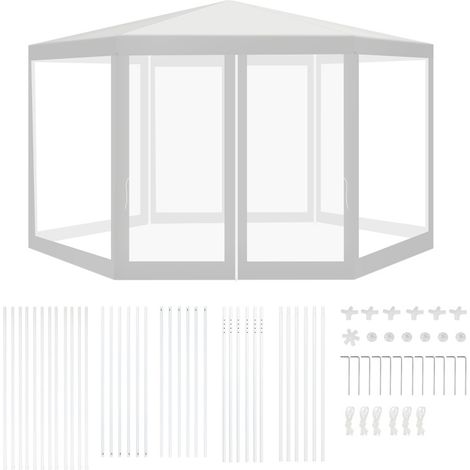 SWANEW Tenda da picnic con zanzariera Robusto Camping Tonnelle esagonale da ricevimento UV Patio cortile 2x2x2m bianco (1/5)