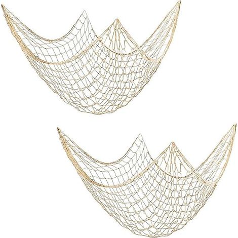 Decorative Fishing Net 100 x 200 cm, Cotton Mesh Net for Maritime Wall Decoration, Home, Living Room, Bedroom, Hanging Decoration, Photography, Beach Parties Indoor Events (1/4)