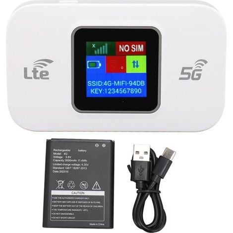 1 Routeur Wi-Fi mobile 4G LTE, écran couleur, 3000 mAh, 300 Mbps, 10 utilisateurs, voyage (1/5)