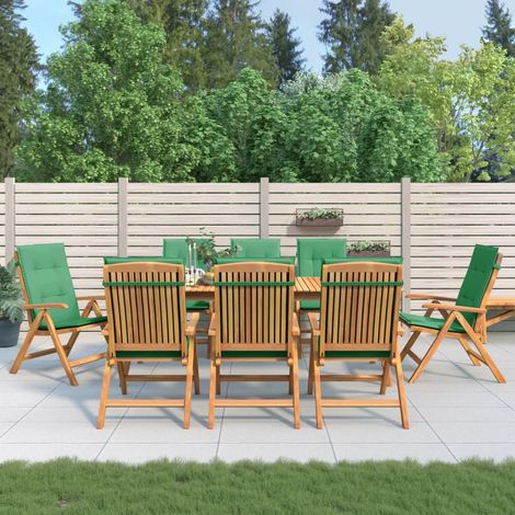 Gartenstühle mit Auflagen 8 Stk. Massivholz Teak (1/5)