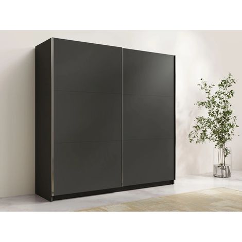 AX LIVING Kleiderschrank Grau 200 cm – Adelna Schrank ohne Spiegel