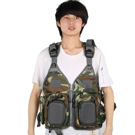 Men's Reflective Vest with Multiple Pockets for Fishing, Construction, Outdoor Work, High Visibility Zipper Storage (1/5)