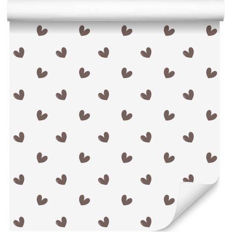 Carta da parati con cuori bianchi, grigio chiaro, grigi e rossi 50x1000 cm (1/5)