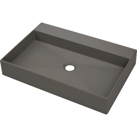 Lavabo rettangolare in granito antracite metallizzato 60x40 cm con piano - Sofyro