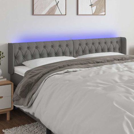 Tête de lit LED gris foncé en tissu réglable 183 x 16 x 78/88 cm, 2 bandes, 12.15kg - PANGIVO (1/5)